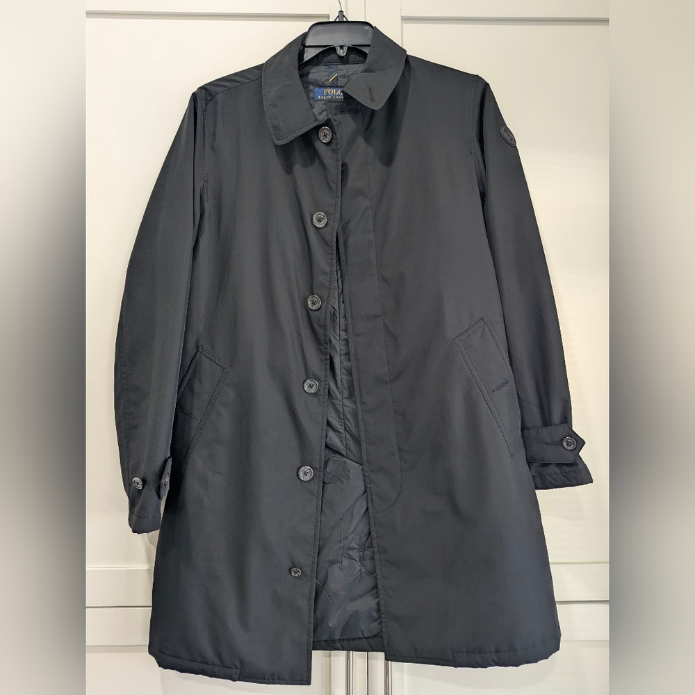 Ralph Lauren Men's Black Trench Coat Size Large